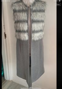 gilet Bnwt size 10 Ella boo grey sleeveless coat with fake fur contrast