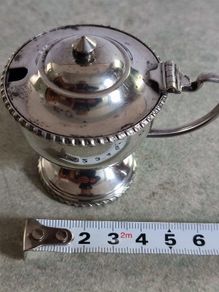 Vintage Silver Colour Mustard Pot WITH OUT Blue Glass Inner Pot
