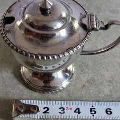 Vintage Silver Colour Mustard Pot WITH OUT Blue Glass Inner Pot