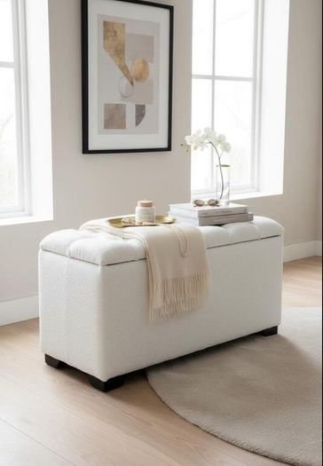 Elegance Boucle Ottoman with Storage 100x40