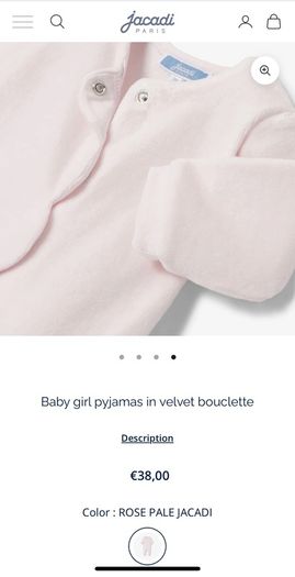 Jacadi Paris light pink velour all in one with petal edging detail Sz 0-3 mths very good condition