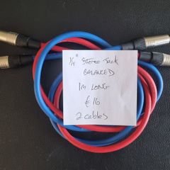 1/4" Jack to 1/4" Jack stereo patch cable 1M
