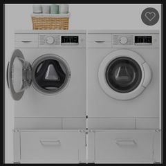 New Vonia Double Washing Machine & Tumble Dryer Pedestal with 2 Drawers White