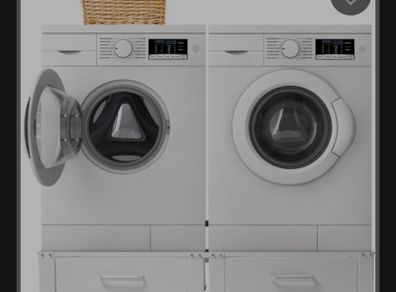 Double Washing Machine & Tumble Dryer Pedestal with 2 Drawers White