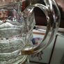 Art Deco Davidson Jacobean Pressed Glass Large 1.5 Pint Jug / Pitcher with Gold Decorative Rim Handle & Base Image 6