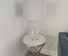 Contemporary Marble-Effect Side Table with Lamp
