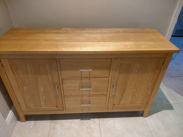Matching solid wood table and dresser