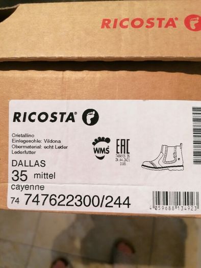 Ricosta real leather "warm" brown Chelsea boots, size EU 35 , UK2.5