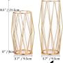 Glass Vase for Flowers Gold, Modern Large Vases for Pampas Grass with Geometric Metal Rack for Artificial Fake Living Room Dining Table Decoration Wedding Centrepiece Ornaments, 26cm Height Image 3