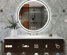 LED Bathroom Mirror Bluetooth Demister Black Frame