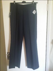 BNWT Disley exclusive dark navy trousers straight leg size UK16 Long EUR44 Long