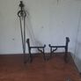 2 old iron stands and fire iron Image 2