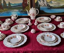 54 Piece Royal Crown Derby English Bone China Derby Posies Pattern Dinner, Tea And Coffee Service For 6 Person Setting Made In England