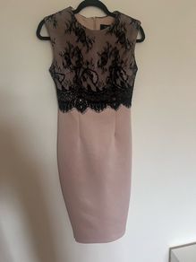 Ax Paris Pink and Black Lace Dress Size 10
