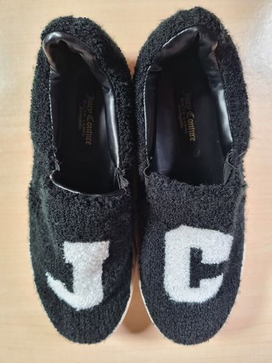 womens girls JC Juicy Couture Black terry cloth teddy Teresa slip on trainer  Size UK 4 EU 37