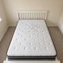 King Size White Wooden Bed Frame + Mattress Image 3