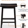 Kitchen Stools Solid Wood Low Bar Stools Dining Chair Easy Assemble Modern Set of 2 24" Tall Black Image 2