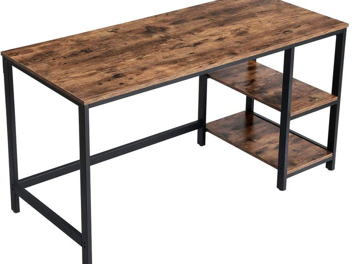 _Desk, Computer Desk, PC Table, Office Desk, with 2 Shelves on the Right or Left Side for Office
