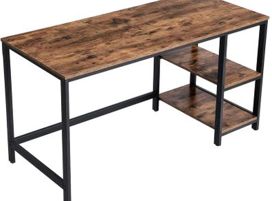 _Desk, Computer Desk, PC Table, Office Desk, with 2 Shelves on the Right or Left Side for Office