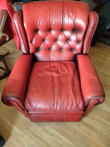 Red Leather Recliner Armchair