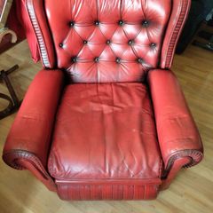 Red Leather Recliner Armchair
