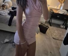 Pale Pink Ruched Halter Dress - Size XS