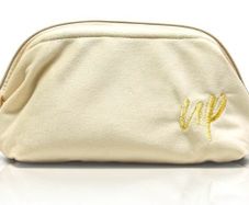 Cream Luxury Velvet Cosmetics Bag