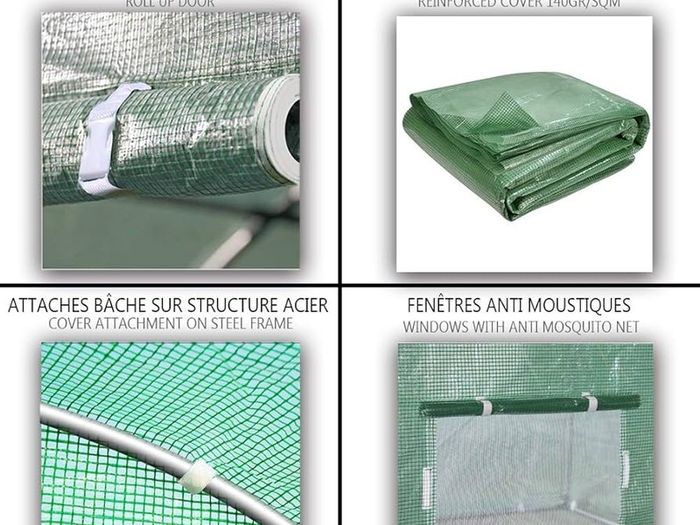 Polytunnel Greenhouse 4x3x2m  Poly Tunnels Gardening Walk In Pollytunnel Tent with Steel Frame