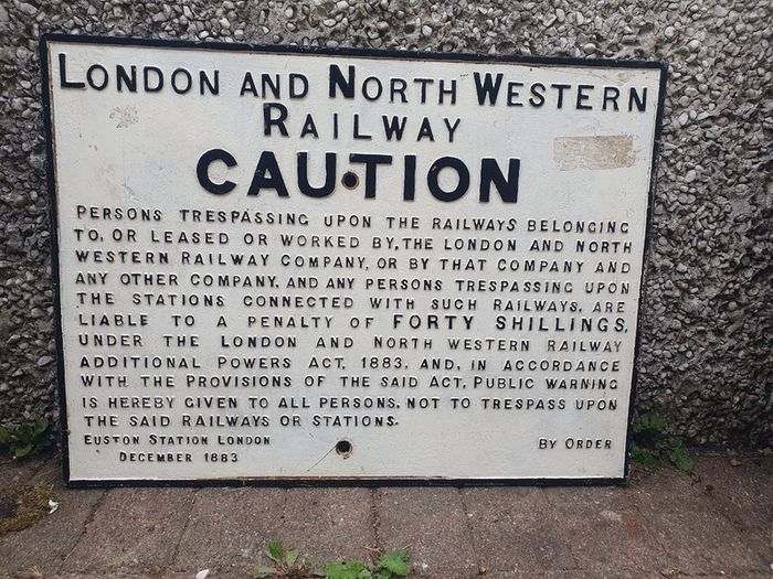 London & North Western Railway Cast Iron Trespass Sign (December 1883)