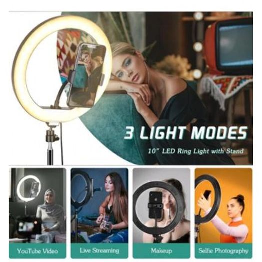10 Inch - 26cm LED Ring Light with Tripod & Phone Holder Kit - 6151