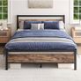 Metal Platform Bed Frame King Size with Wooden Headboard Image 5