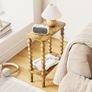 2-Tier Wooden Side Table, Narrow Nightstand with Open Wood Shelf, Bedside Table for Small Spaces, Bedroom, Living Room, Accent End Table with Solid Wood Legs Rustic Brown Image 4
