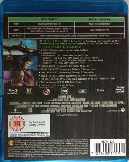 The Matrix Trilogy Boxset (Keanu Reeves, Laurence Fishbourne & Carrie-Anne Moss, Hugo Weaving) [Blu-ray Movie]