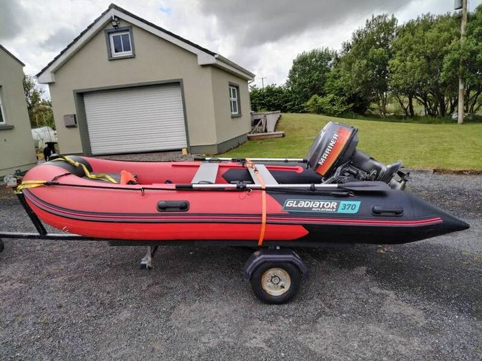 Gladiator 370 Inflatable Boat, Mariner 20hp & Trailer Package