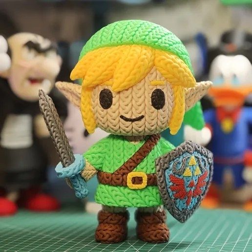 Link Inspired Crochet-Style Figure
