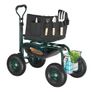 Garden Seat with Wheels, Rolling Garden Stool with Height Adjustable & 360 Swivel Seat, 181 kg Weight Capacity, Gardening Cart Bench, Ergonomic Backrest & Tool Storage, for Garden, Yard, Patio Image 8