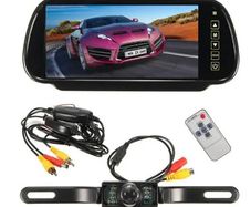 Wireless 7Inch LCD Mirror Monitor + IR Car Rear View Reversing Camera Backup Kit