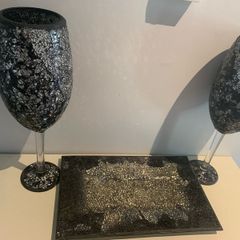 Glass Ornament chalice serving Dish