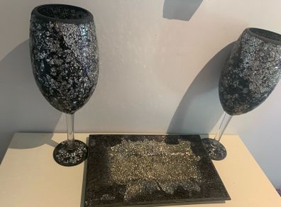 Glass Ornament chalice serving Dish