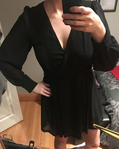 A WEAR black chiffon long sleeved dress