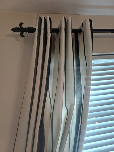 Black Metal Curtain Pole & Tiebacks