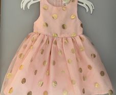 Designer kids pink and champagne dress with matching bolero & tights Size 3-6mths EUC