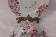 Fabulous Vintage Rare Patterned Royal Stafford Bone China Hand-Painted and Hand-Gilded Trio in a Stunning Pink Hibiscus Pattern, Pattern number 8239, Mint/Cabinet Condition
