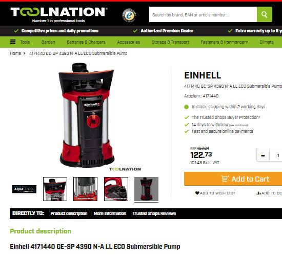 Einhell Submersible Water Pump