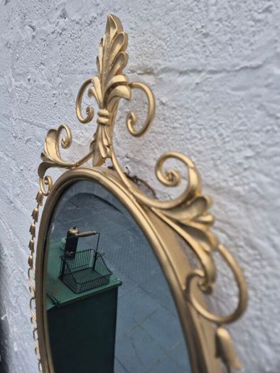 A Mirror Large heavy Vintage Rococo design filly bevelled oval Mirror