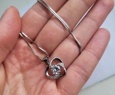 Sterling silver necklace pendant with heart