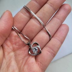 Sterling silver necklace pendant with heart