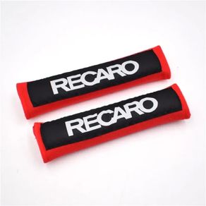 2pcs RECARO Seat Belt Cover Cotton Soft Harness Pads Seatbelt Shoulder Pad Red/Black