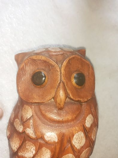 Hardwood carved Tawny owls