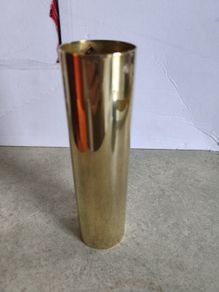 Decorative  brass. Simple design As Army Shell / tub Case Vase. or the other side as  tealight candle holder,
